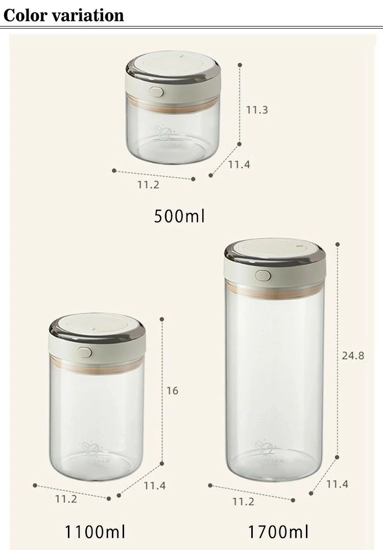 ハヤブサ1の耐冷 湿気防止 密封 茶筒 コーヒー 漬物 耐熱 真空保存容器 真空容器 酸化防止 2個セット 保存容器 フードストッカー 調味料容器 2個セット 保存容器 真空キャニスター 梅雨対策 キャニスター 500ml/1100ml/1700ml 香料 密閉容器 ガラス 防虫｜アングル2