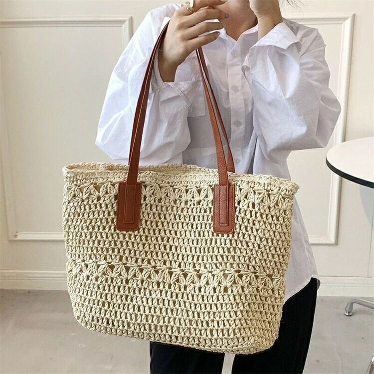 Handbag Type - かばん 鞄 肩掛け 夏 送料無料 お出かけ トートバッグ バック 手提げバッグ 大人 おしゃれ かわいい リゾート 草編みバッグ 旅行 海 レディース バッグ 通勤 バッグ ビーチ レディース カバン 麦わらバッグ