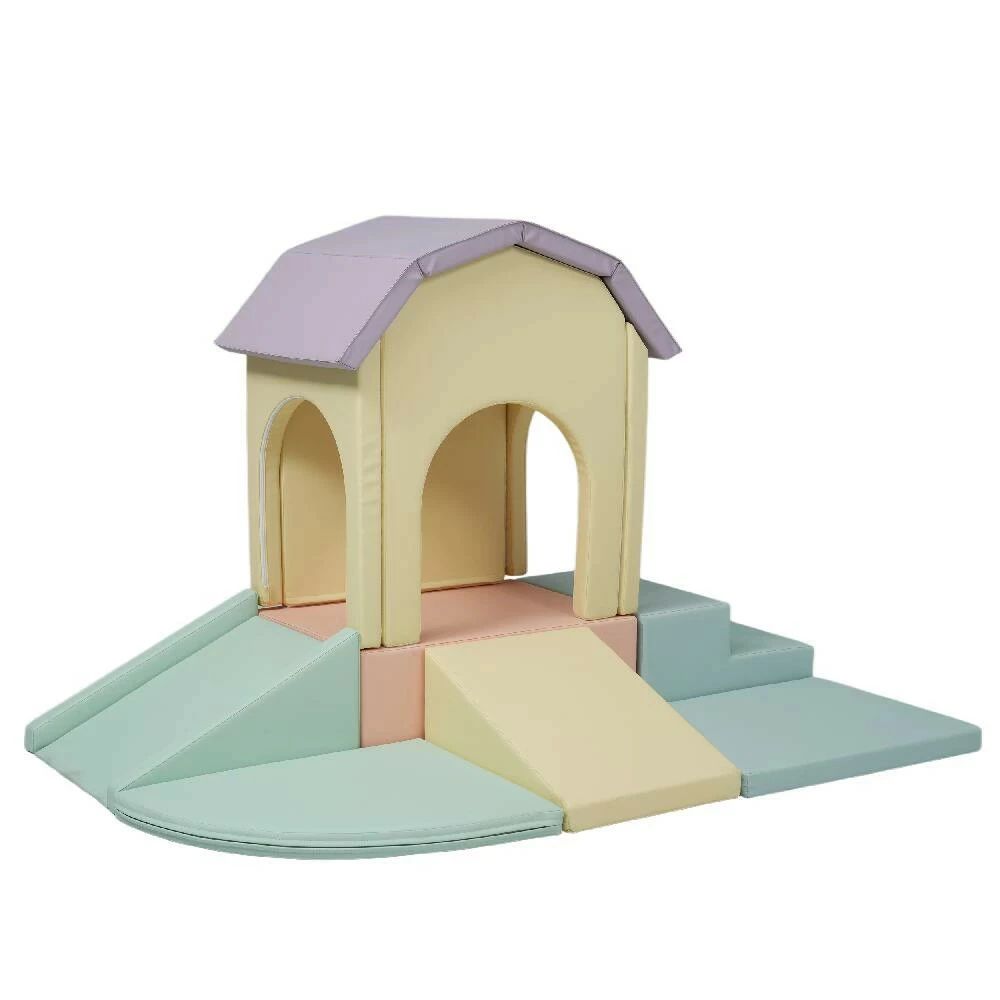 ハヤブサ1の誕生日 保育用品 保育園 幼児 キッズ こども 子供 遊具 室内 大型 多機能 すべりだい 滑り台 キッズスペース 滑り台 遊具 室内 大型 玩具 布製 階段 クッション滑り台 ブロック アスレチック おもちゃ 【13点セット】ソフトブロック｜アングル2