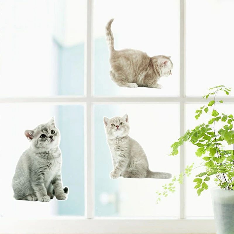 カッティングシ 剥がせる はがせる 壁紙 おしゃれ 装飾 防水仕様 ガラスステッカー かわいいネコのイラ..