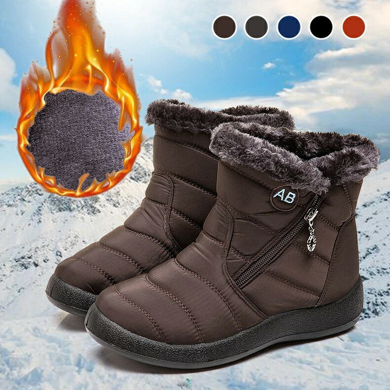安い 滑り止め 裏フリース 防寒撥水 カジュアル 冬 無地 雪靴 防水 ムートンブーツ スノーシューズ 秋冬 男女兼用 5色 22.5cm〜26.5cm 耐滑性 カジュアル ウインターブーツ 滑るらない サイトジッパー ウインドブレーカー スノーブーツ メンズ レディース ムートンブーツ