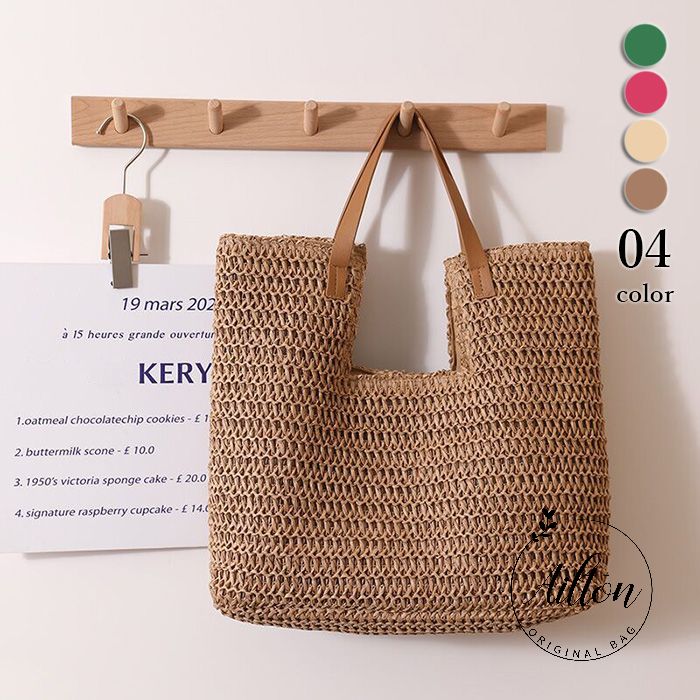 A4 ハンドメイド サマーバッグ ストローバッグ かわいい かごバッグ 夏新作 4色展開 シンプル レディース トートバッグ レジャー 軽量 リゾート 浴衣バッグ 夏祭り 麦わらバッグ 肩掛けバッグ ビーチ 浴衣バッグ デート 編みバッグ レディースバッグ 大容量