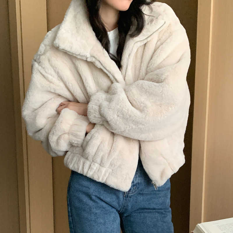 Other Jackets Jumpers - フード カジュアル シンプル おしゃれ 可愛い かわいい 大人 フェイクファー 暖かい もこもこ ボアブルゾン ファー 冬 エコファー ボアジャケット 防寒 ジャケット パーカー ふわふわ コート スタンドカラー あったか ジップパーカー レディース フェイクファー