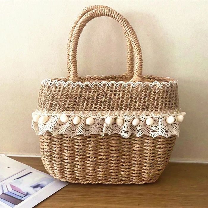 Handbag Type - 鞄 レディース 籐 バッグ おしゃれ 手提げ カゴバッグ 編み込み ハンドバッグ かご ミニトート 高級感 かごバッグ レディース バスケット トートバッグ