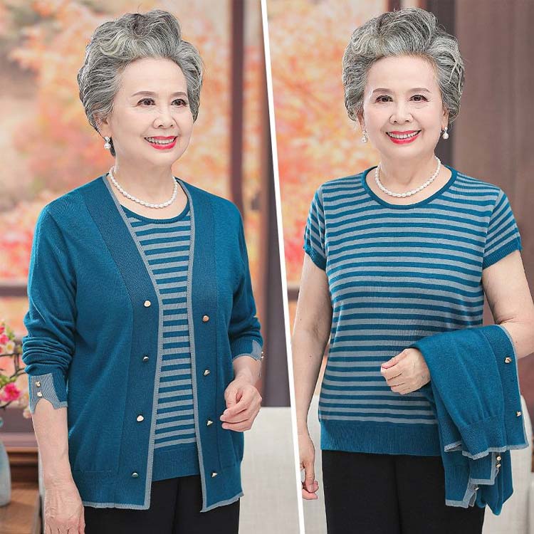 高齢者 70代 老人 シニアファッション 2点セット お年寄り 敬老の日 80代 おばあちゃん おしゃれ ニットカーディガン 60代 洋服 raihu-10105818 ハヤブサ1 サンプル画像2