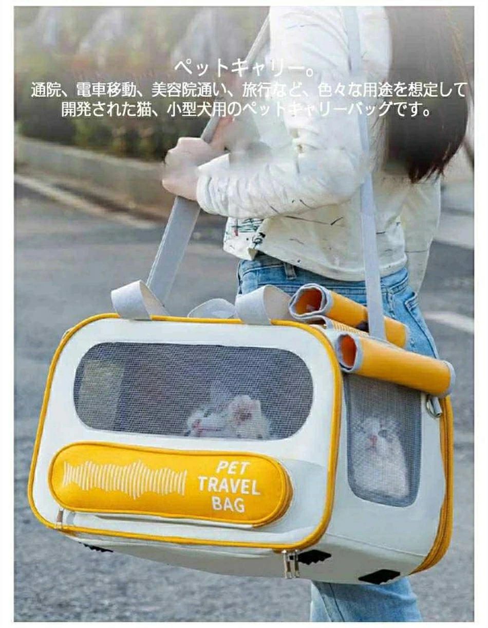 ハヤブサ1のペットキャリー ショルダーバッグ ペット キャリーバック 通院 折りたたみ ペット 電車 ペットキャリーバッグ ネコ 4面メッシュ｜アングル2