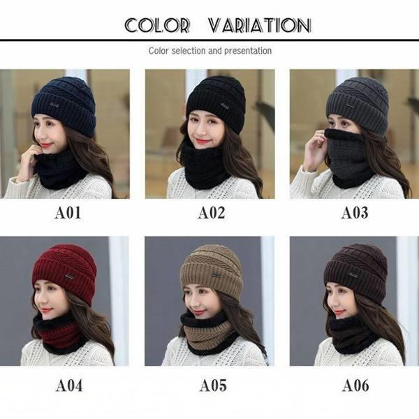 自転車 紫外線 折りたたみ ハット 暖かい 冬 秋 キャップ 防寒対策 小顔効果 ネックウォーマー ニット帽 裏起毛 2点セット レディース 帽子 2