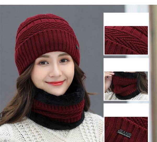 自転車 紫外線 折りたたみ ハット 暖かい 冬 秋 キャップ 防寒対策 小顔効果 ネックウォーマー ニット帽 裏起毛 2点セット レディース 帽子 3