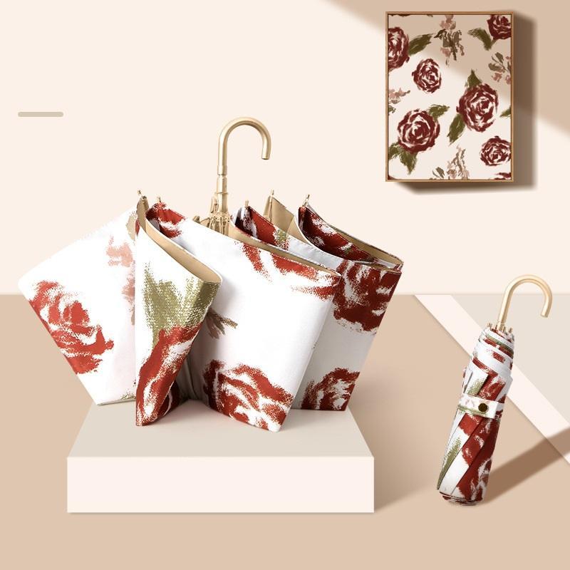 日傘折りたたみ晴雨傘レディース傘遮光傘折りたたみ傘8本骨遮光断熱UVカット日焼け止め晴雨兼用傘花柄可愛いおしゃれINS風おりたたみ傘雨傘