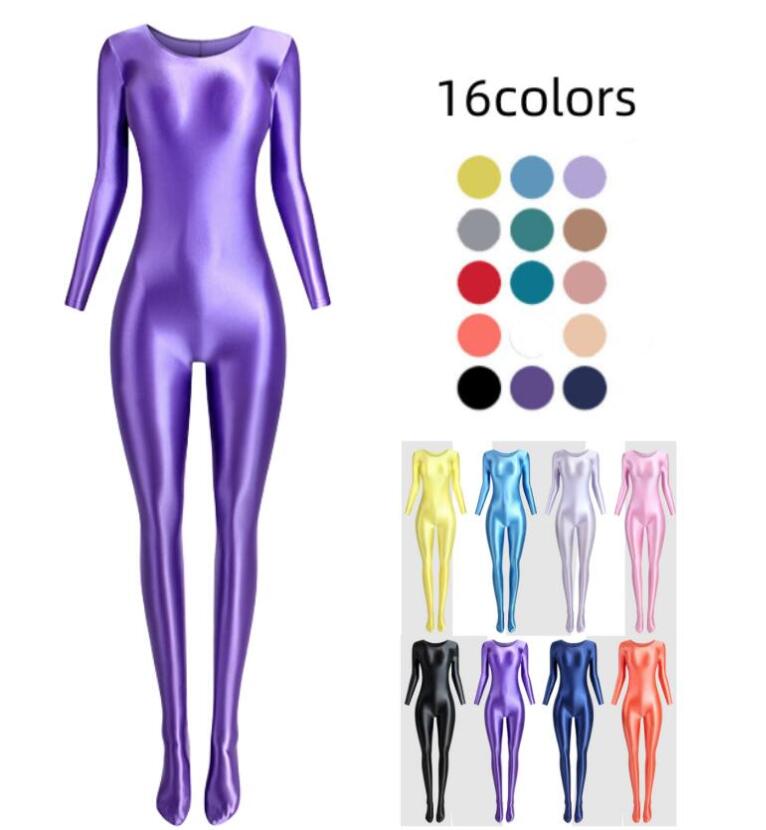 全身タイ 長袖 オーバーオール ヨガパンツ 伸縮性あり 光沢 穴なし 穴開き タイツ ヨガ 新体操 アート..
