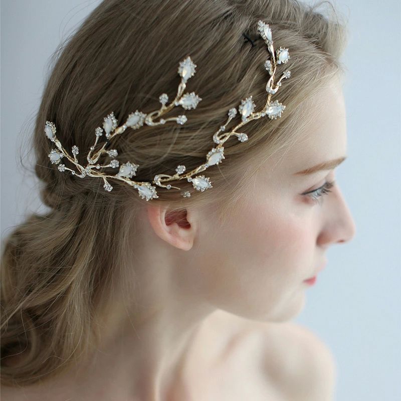 髪 レディース 小枝アクセサリー フォーマル お呼ばれ 花嫁 ビジュー ウェディング ブライダル 髪飾り ..