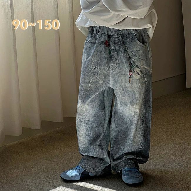 ゆった パンツ 男の子 ロングパンツ ジーンズ ジーパン キッズ ジュニア ロックパンツ デニム 子供服 ..