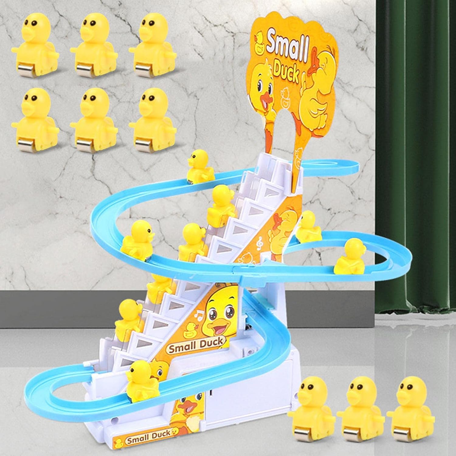 音声＆光 階段を上る おままごと 子供向け ダック登る階段おもちゃ アドベンチャーおもちゃ スライダーおもちゃ アヒルおもちゃ
