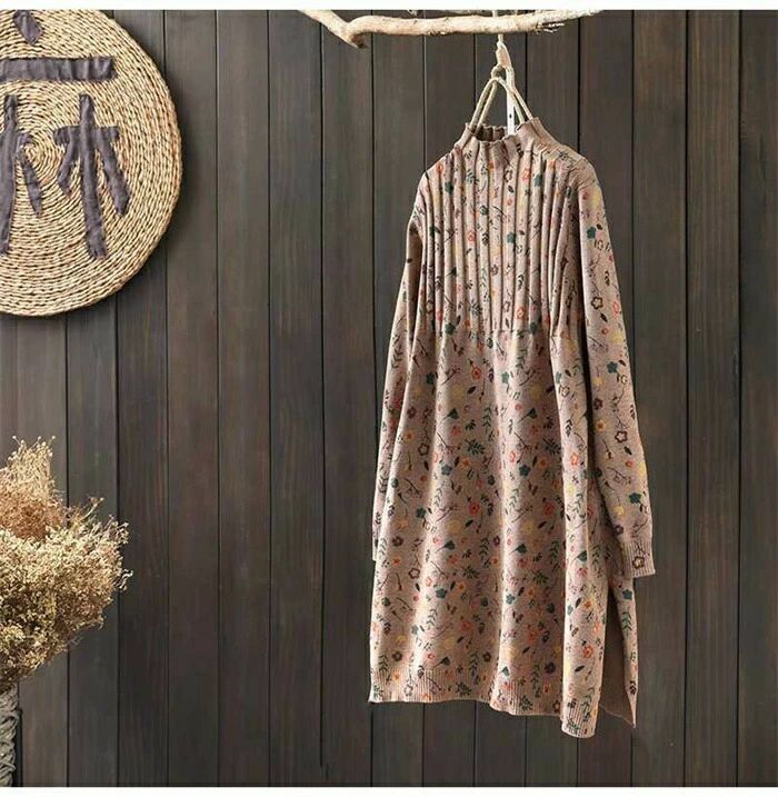 インナー 冬 秋 春 ストレッチ キレイめ 花柄 プルオーバー ニット ハイネック 長袖 セーター 秋冬 レディース ニットカットソー