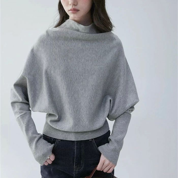 ドルマン レディース 長袖 カットソー 春 ニット プルオーバー ハイネック インナー セーター 秋 冬 トップス ドルマンスリーブ