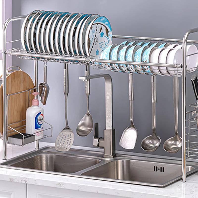 台所 キッチン 水切りラック まな板立て 包丁スタンド 箸立て 皿立て 2段式 ステンレス 食器棚 食器 お..