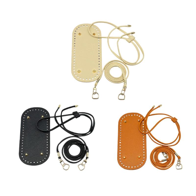 バッグボトムベースPUレザーショルダーストラップドローストリング交換付きDIYバッグ編みトートショル..