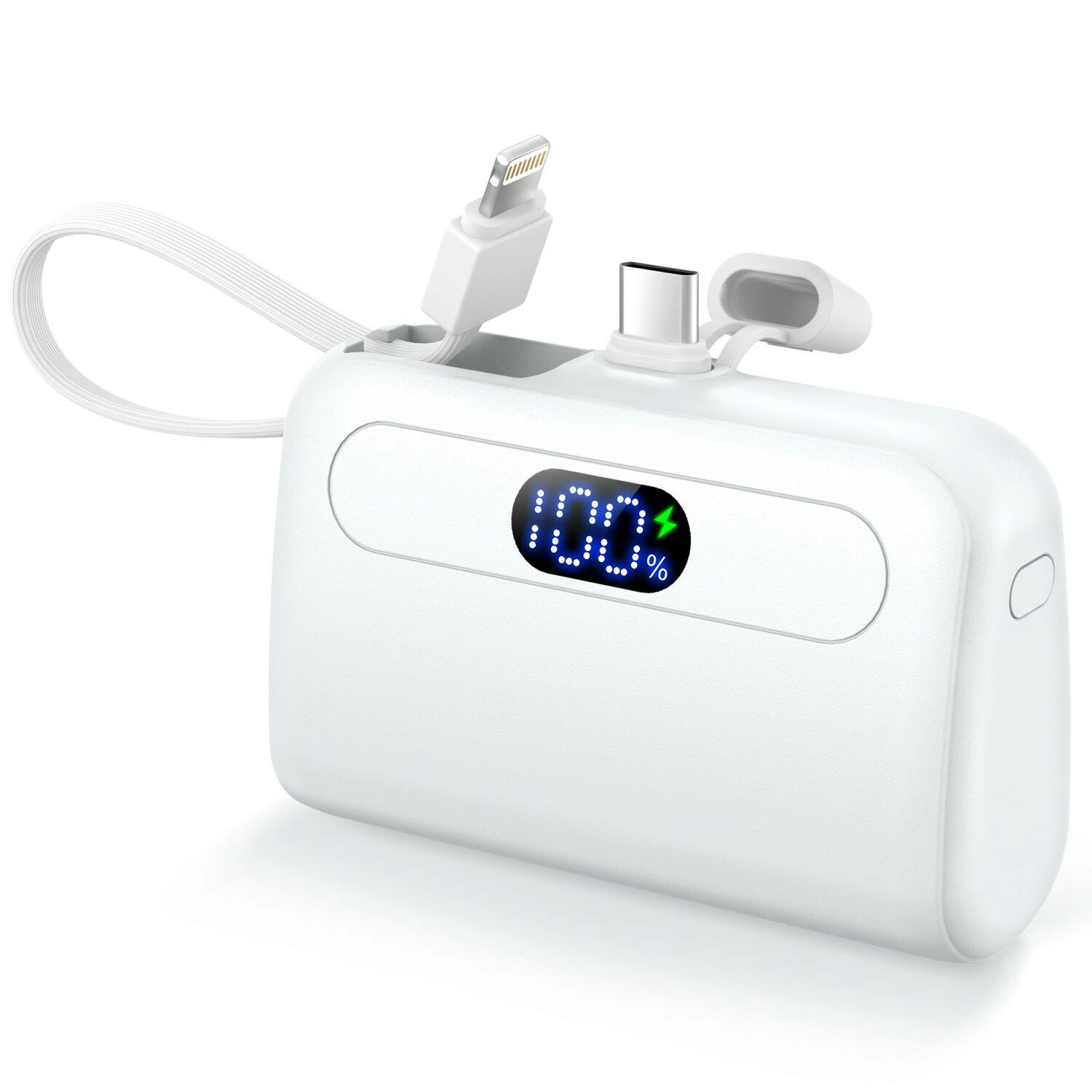 An iPhone スマホ充電器 超軽量 ケーブル内蔵 Lightning Type-C 2台同時充電 充電器 超ミニ 2.1A急速充電 大容量 12000mAh 小型