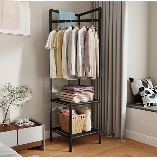 省 ハンガーラック 壁際掛け物掛け収納 簡易収納ラック 三角衣服掛け コーナーハンガーラック スタンド..