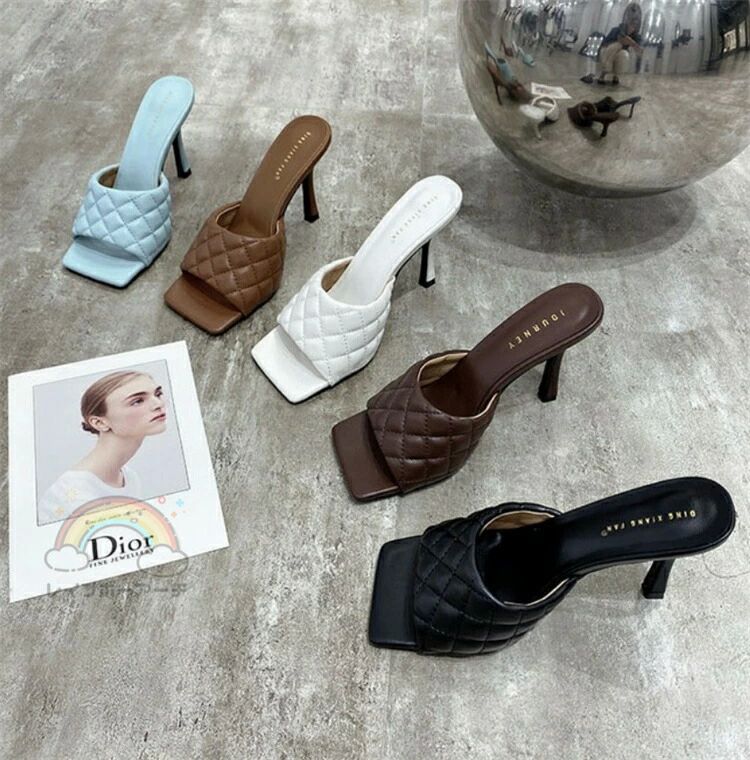 ハイヒール ヒール8cm ピンヒール ハイヒール 美脚 靴 スクエアトゥ サンダル 脱げない 痛くない ヒール レディース ミュール