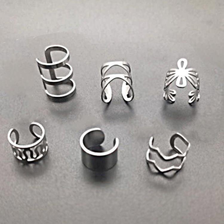 ハヤブサ1の金属アレル チタン イヤカフ イヤーカフス レディース 穴あけ不要 片耳用 クロス 3連 2連 イヤリング イヤーカフ メンズ ピアス｜アングル2
