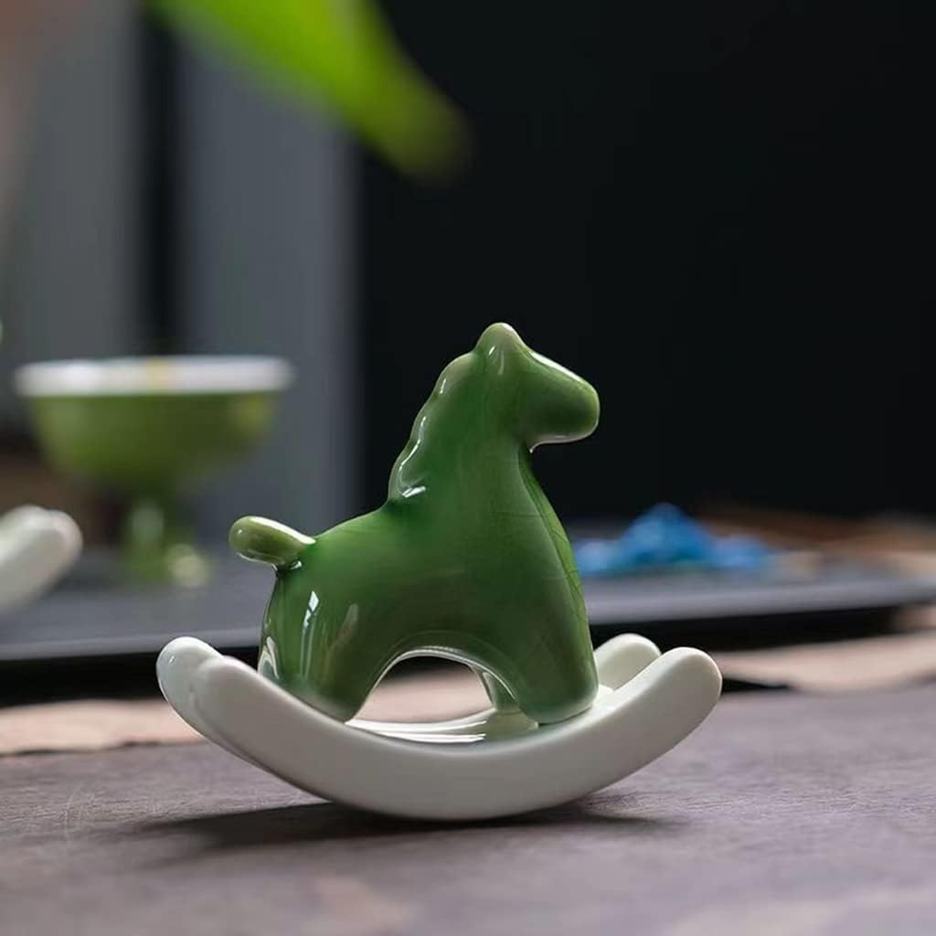 長さ10.5cm幅4.2cm 卓上小物 磁器製 インテリア 盆栽造園 道具 茶道 茶寵 かわいい おしゃれ 動物 オブジェ 置物 氷の割れ 緑 [2]