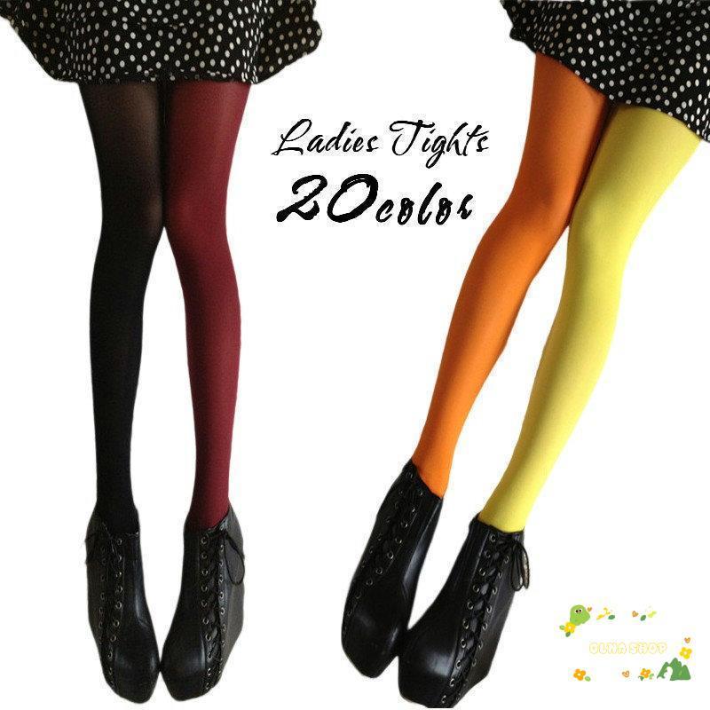 タイツ 100デニール バイカラー 2色 レディース 女性 アシンメトリー 左右非対称 色違い 中厚手 カラフル 衣装 コスプレ 婦人 女性用 フリー