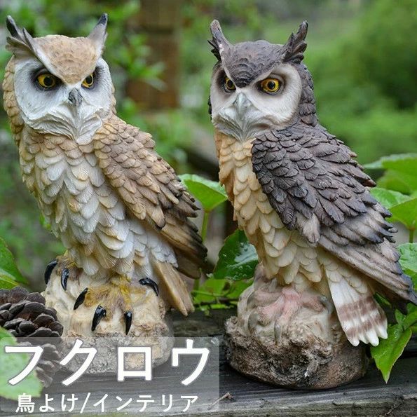 ディスプレイ 装飾 オーナメント 置物 鳥よけグッズ 防鳥具 カラス対策 防鳥防獣対策 樹脂 本物そっく..