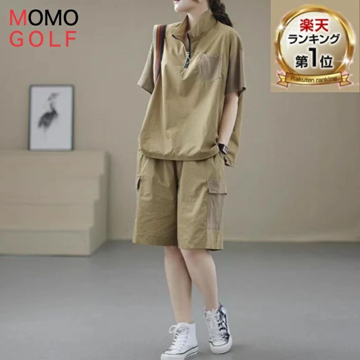 レディース 半袖スタンド ゴルフウエア ツーピース セットアップ