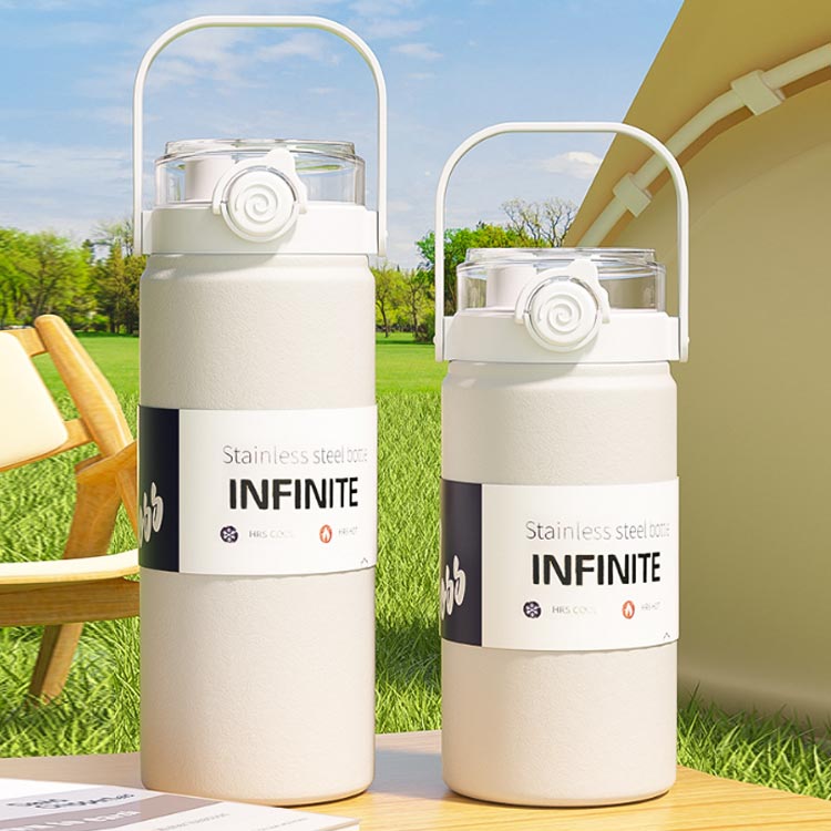 洗いや ハンドル付き ステンレスボトル ストロー付き 直飲み 大容量 水筒 水筒 1.2L 保冷 保温 真空断熱 スポーツジャグ 1L 軽量