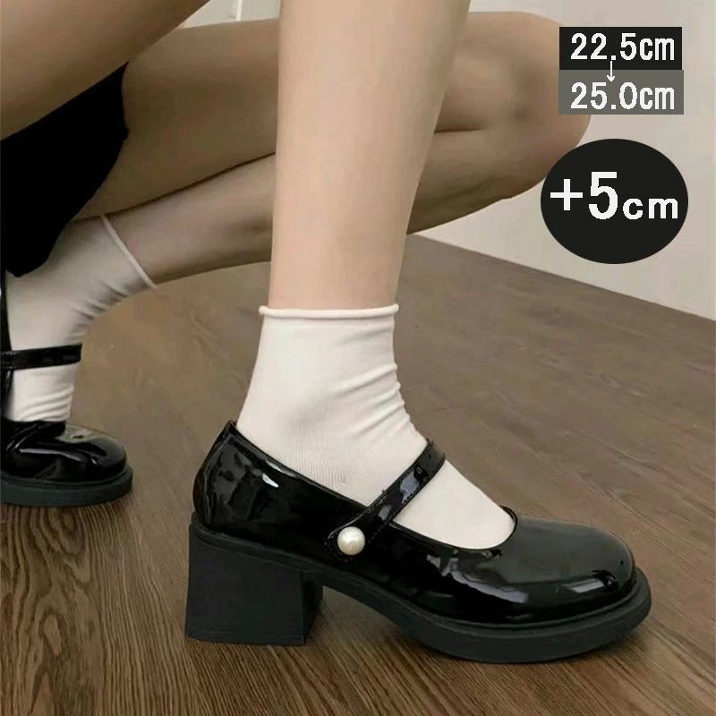 黒 美脚 ヒールローファー シューズ フォーマル 子供ローファー 学生ローファー 通学フォーマル靴 5cmヒール レディース靴 厚底
