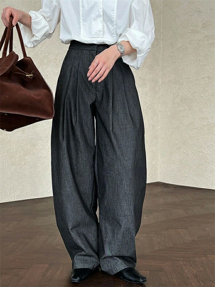ワイドパンツ レディース コクーンパンツ ボトムス パンツ 美シルエット ロング パンツ タックパンツ イージーパンツ バレルパン