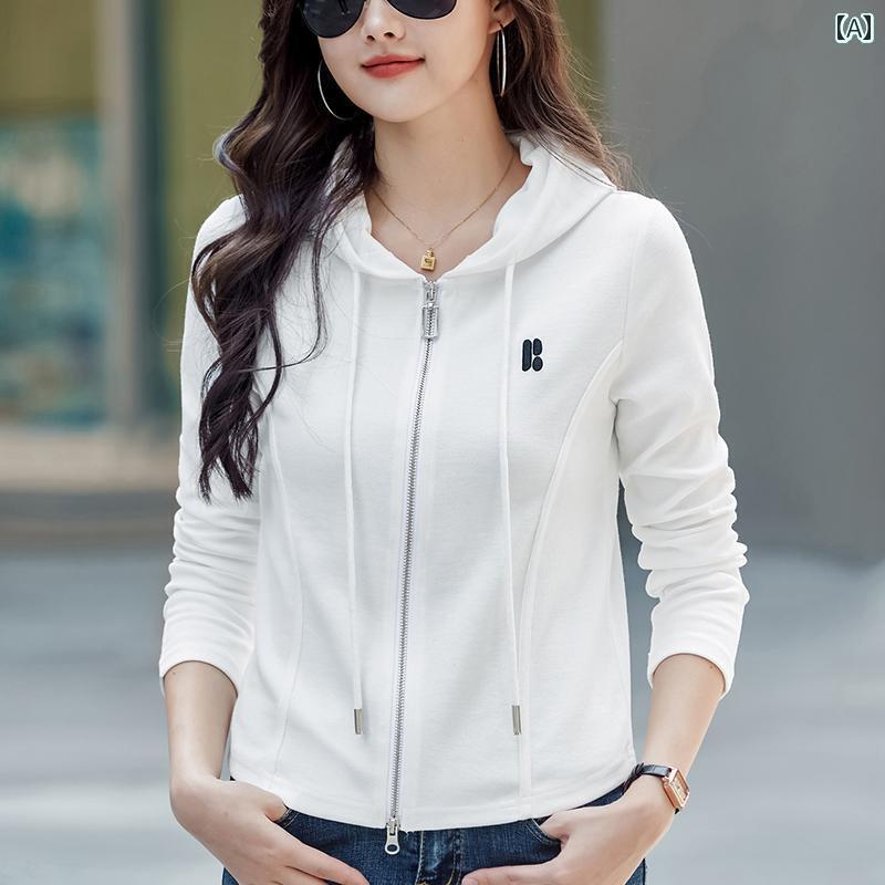 秋冬 パーカー セーター フード付き ジッパー 女 ジップ ダブル