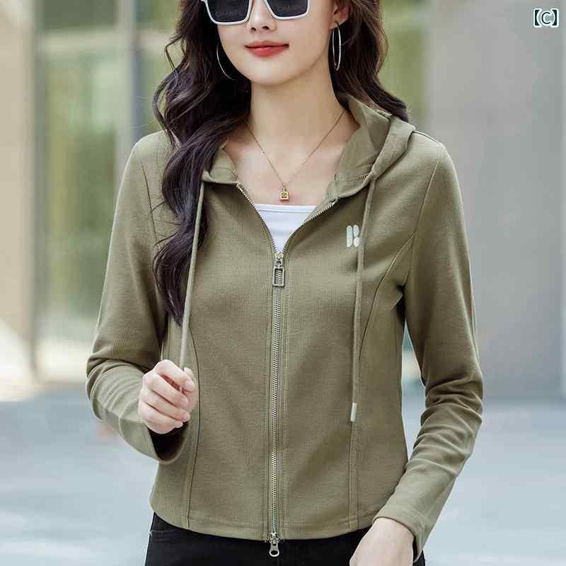秋冬 パーカー セーター フード付き ジッパー 女 ジップ ダブル