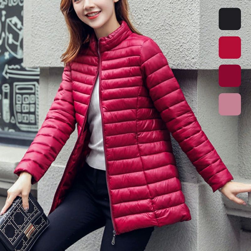 ピン 赤 レッド ブラック レッド オーバーコート 暖かい ファッション 中綿 ダウンコート 光沢 韓国風 ..