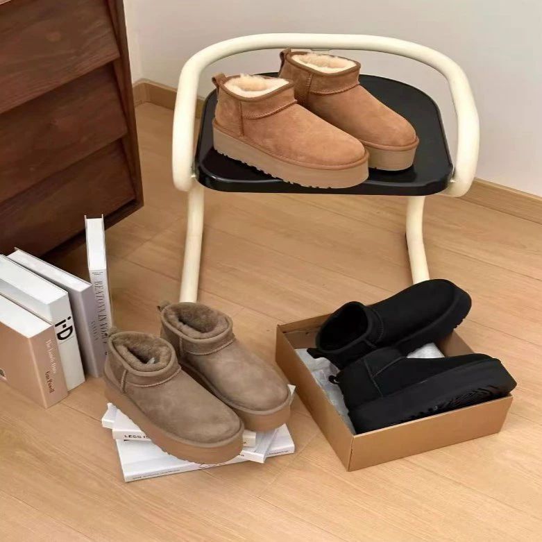 厚底ブーツ ショートムートンブーツ 3color ムートンブーツ 5cm