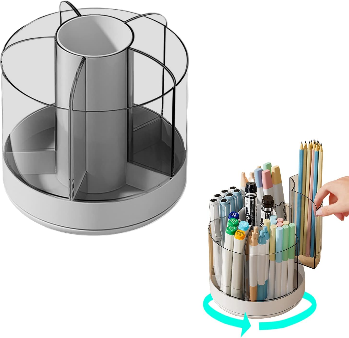 ぺん 分類箱 多機能 かわいい 鉛筆たて 筆置き 鉛筆立て 6グリード分類 ペンホルダー おしゃれ 大容量 スタンド ペン 360度回転