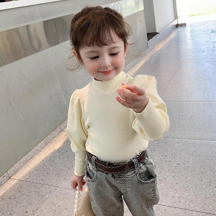 インナー パフスリーブ ハイネック 女の子 ベビー トップス リブ