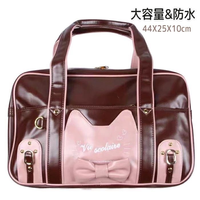 制 学生鞄 かわいい カジュアル 通勤 軽い 猫 ショルダーバッグ 手提げ 大容量 学生カバン PU素材 防水 トートバッグ サブバッグ