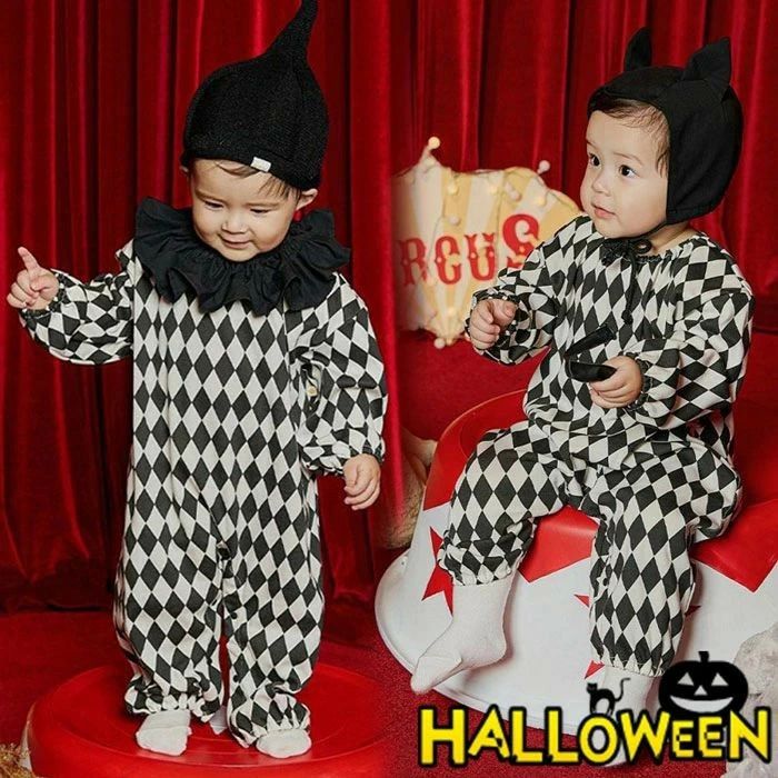 クリスマス 演出服 コスチューム仮装 ピエロ衣装 子供用 衣装 ピエロ服 2点セット ハロウィン コスチューム ハロウィンコスプレ