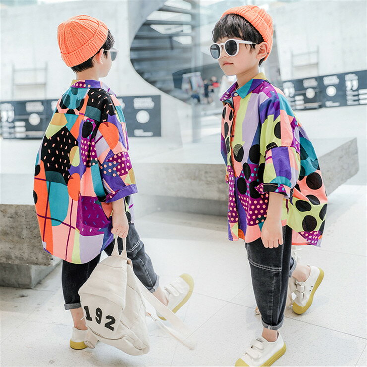 ヒップホップ ゆったり ゆるシャツ 衣装 キッズダンス トップス 子供服 韓国 女の子 男の子 カラフル ..