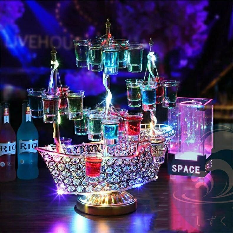 レストラ 開店 開店祝い パーティ テキーラ観覧車 船型酒棚 酒器 幻の船を実現 LED酒棚の表示棚 バーホテル LED酒ボトルの表示棚(3)