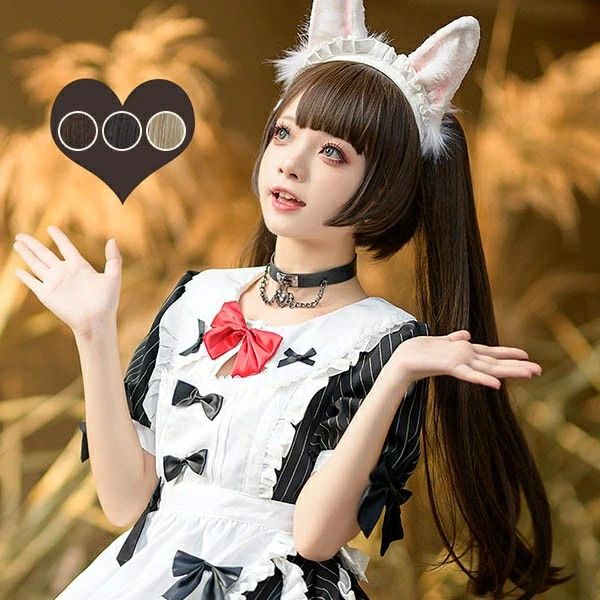 ゴールド ブラック ブラウン 前髪あり ウィッグ ゆめかわ ゆめかわいい ストレート かつら ロリータ 長髪 lolita ツインテール