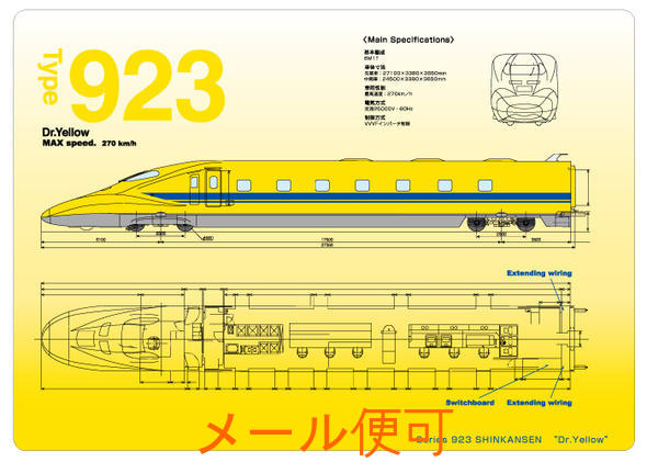 【JR関連鉄道グッズ】B5 クリア下敷き (923形新幹線総合試験車=ドクターイエロー)【ジェイエム】電車 新幹線 下敷き 下敷 文房具 鉄道 DY 子供 小学...