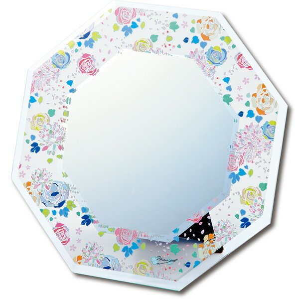 Other - 風水八角形ミラー【八角ミラーアート／ゴージャス フラワーズ／なかのまりの】SサイズW210×H210mm壁掛け・卓上兼用NM-02802【八角鏡/八角形 鏡 玄関/開運鏡/風水鏡/八角形ミラー/風水ミラー/引越し祝い/即納】[神宮のまち伊勢から発送]【あす楽対応】【送料無料】91185