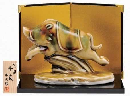 【開運唐三彩 福亥（中）】開運招福の干支★縁起の良い置物[干支の置物 十二支 亥年/いのしし年/正月飾り/玄関 飾り/床の間 飾り/即納]【あす楽対応】91970