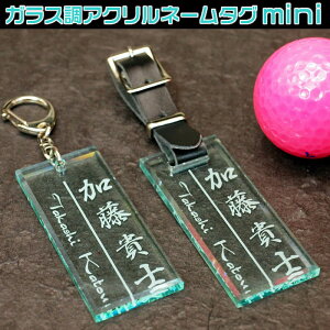 【ネコポス 送料無料】ゴルフボストンバッグ用ネームプレート・ネームタグ長方形名札ミニサイズ/バレンタイン/送別品/卒業・スーツケース・旅行カバンのネームタグにもどうぞ【ガラス調アクリル】5ミリ厚