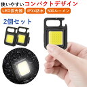 超小型 COBライト 2個セット 高輝度500lm USB充電式 防水 マグネット付 栓抜き機能付き 防災 アウトドア作業用 小型ライト LED 投光器 COB 作業灯 キーホルダー 超ミニ 小型 軽量 4種点灯モード IPX4防水 釣り キャンプ 登山 防災 地震 停電 作業用 LEDライト