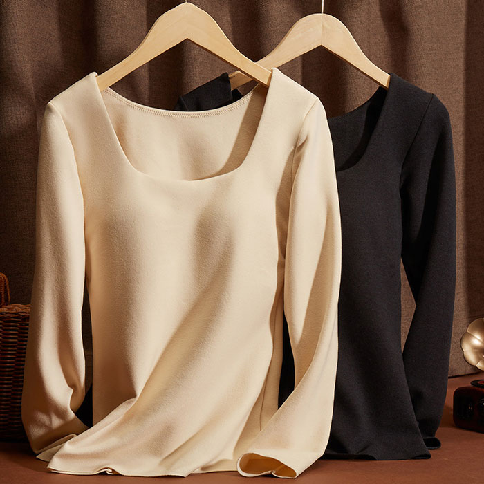 インナー トップス レディース カップ付き 長袖 秋 冬 無地 ブラック ベージュ コーヒー ババシャツ 肌..