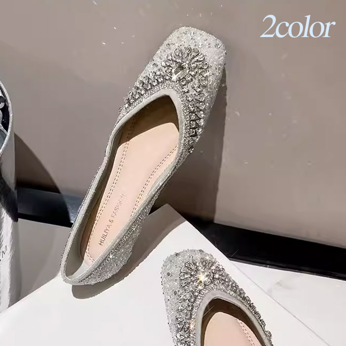 パンプスぺたんこローヒールスクエア...